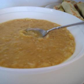 Red lentil and rice soup